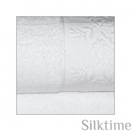 Cotton towels "Roses", white