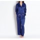Long silk pajama for women FLORA-navy