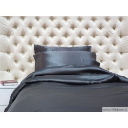 Комплект постельного белья из натурального шелка темно-серый