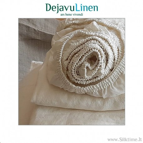 Natural dye-free softened linen fitted sheets